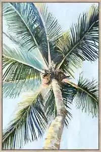 Hamptons Coastal Coconut Palm Tree XL Framed Canvas Print Wall Art 60x90cm Beach - Picture 1 of 4