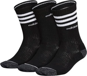 adidas Herren 3-streifenige Crew-Socken (3 Paar), schwarz/weiß/Onix grau, groß - Bild 1 von 3