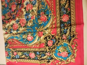 ALMAR logo large women silk printing scarf rose coral border - Picture 1 of 2