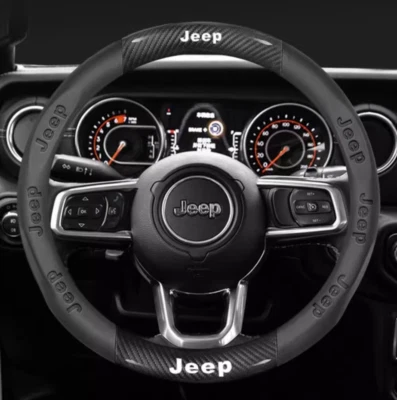 15" PU Leder+Kohlefaser Lenkradabdeckung für 1960-2025 Jeep Alle Autos - Bild 1 von 4