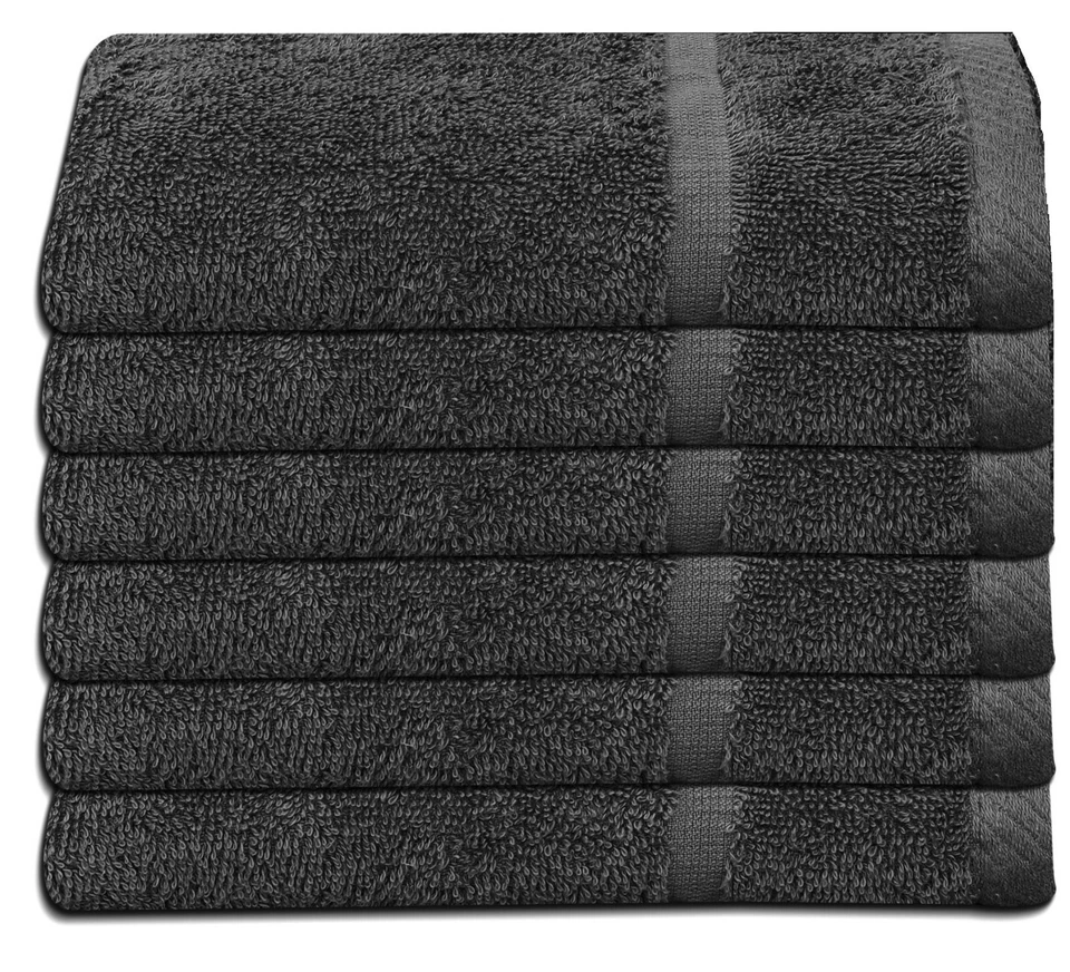 THE HOUSE OF EMILY Cheap Dark Grey Bath Towels 100% Cotton Budget Quality 400 GSM Set Pack of 6
