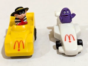 Retro 1988 McDonalds Hamburglar and Grimace Pull-Back Car Happy Meal Toy Set - Picture 1 of 5