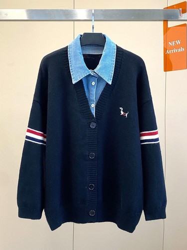 Thom Browne cardigan donna mezza lunghezza maglione cappotto