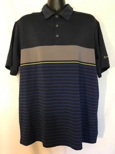 NIKE GOLF TOUR PERFORMANCE - BLUE GREEN GRAY STRIPED POLO SHIRT - XL - Picture 1 of 2