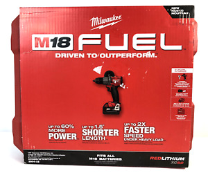 Milwaukee 2804-22 M18 Fuel 18V 1/2 Inch Hammer Drill Kit 2Batteries +Charger NEW