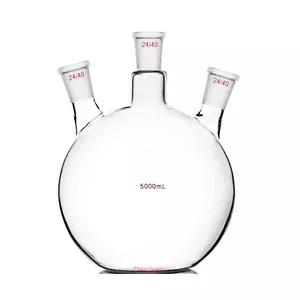 5000ml 24/40 3-Neck Flat Bottom Glass Flask 5L Three Necks Lab Chemical Bottle - Picture 1 of 1