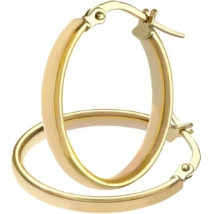 9ct Yellow Gold Hoop Earrings Oval shape 2cm Long by Citerna - Picture 1 of 5