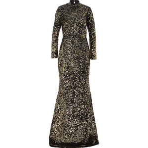 MARCIANO by GUESS Gold Sequin Embellished Dress with Cut Out Back - Medium/42 - Picture 1 of 3