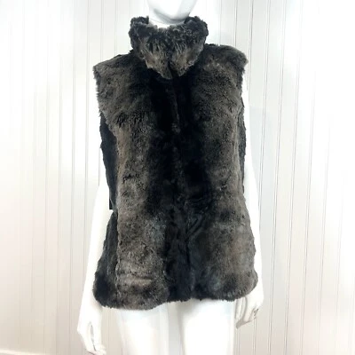 Kristen Blake Faux Fur Reversible Vest Jacket Gray Black Women's Size L Large - Image 1 of 4