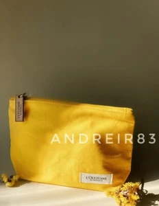 Bolso de cosméticos L'Occitane amarillo algodón madera con cremallera madre hija colega regalo - Imagen 1 de 4