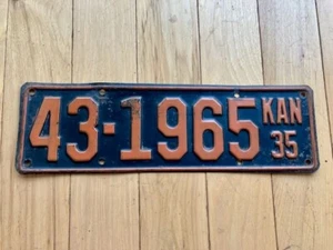 1935 Kansas License Plate - Picture 1 of 4