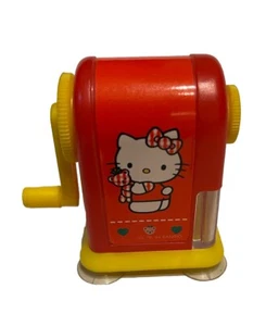 Vintage Sanrio HELLO KITTY temperamatite manuale 1994 usato orsetto rosso plaid - Foto 1 di 8