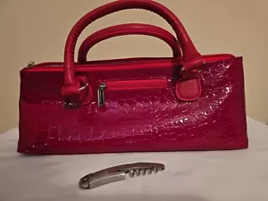 Primeware Insulated Wine Clutch Thermal Lined Bag w/ Corkscrew - Red Croc Design - Picture 1 of 4