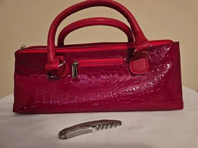 Primeware Insulated Wine Clutch Thermal Lined Bag w/ Corkscrew - Red Croc Design - Image 1 of 4