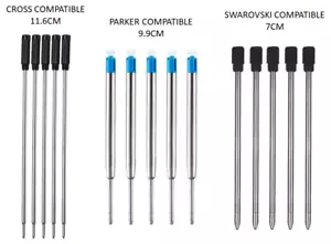 Black Or Blue Ballpoint Pen Refills Compatible With Parker Or Cross Ink 8513 - Picture 1 of 11