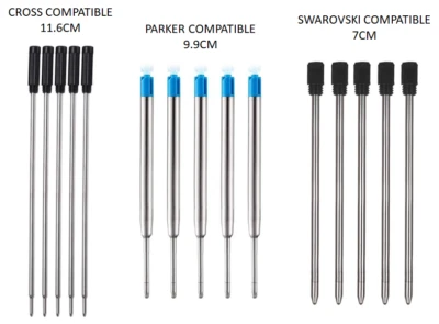 Pen Refills Compatible With Cross or Parker Ballpoint Black Or Blue Pen Ink 8513 - Image 1 of 4
