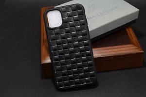 FUNDA I PHONE FORRADA GENUINA PIEL CUERO NEGRO HECHA A MANO MA LEATHER UBRIQUE - Picture 1 of 29