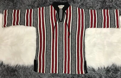 Vtg 70’s Womens Black Red White Stripe Acrylic Knit Hippy Top Disco Banff EUC K - Image 1 of 4