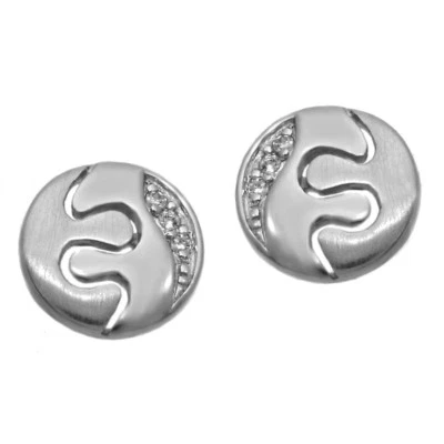 Orecchini a Farfalla Cerchio Rotondo 925 Argento Puzzle Zirconia Nuovissimo - Immagine 1 di 4