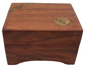 D16 3x4" Wood Music Box Plays Love Story Theme Song Marked D & M on Brass Inlay - Picture 1 of 11