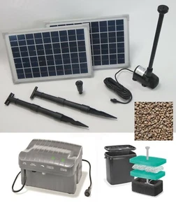 20W Solarpumpe Teich 1500L/h Tauch Pumpe Akku Batterie Gartenteich Solar Filter  - Bild 1 von 12