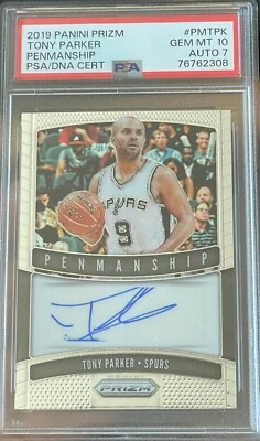2019-20 Prizm Tony Parker Penmanship HOF Auto PSA 10 GEM Auto 7 🔥Quick Sale🔥 - Image 1 of 2