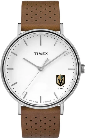 Womens Timex Vegas Golden Knights Watch Bright Whites Leather Cover