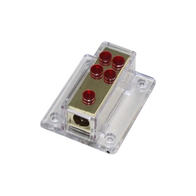 4Ga X 1 In To 8GA x 4 Out Power/Ground Distribution Block Gold Plated SKPD-08 - Image 1 of 3