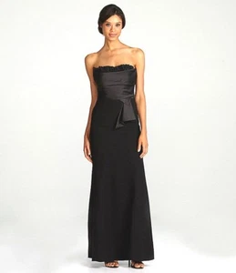 NWOT JS Collections Strapless Satin Bodice Crepe Trumpet Gown `Black` Size 8 - Picture 1 of 3