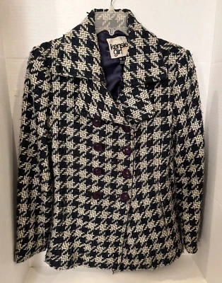 Kensie Girl Womens Large Black White Houndstooth Double Breasted Jacket Y2K - Image 1 of 4