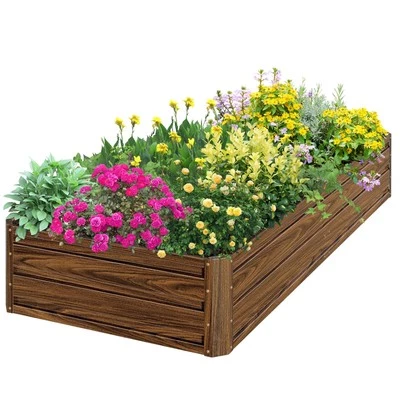 Galvanized Raised Garden Bed 8x4x1FT Outdoor Large Metal Planter Box Steel Ki... - Image 1 of 4