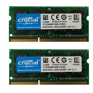 16GB (2 x 8GB) RAM Crucial SODIMM DDR3 1600 MHz 1.35V Notebook Arbeitsspeicher - Bild 1 von 1