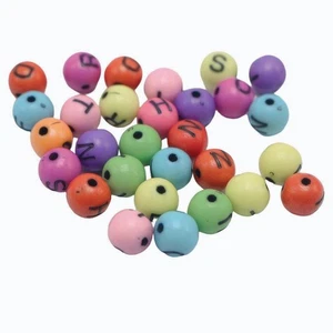 200 cuentas redondas coloridas surtidas con letras del alfabeto de 8 mm bola lisa artesanía para niños - Imagen 1 de 12