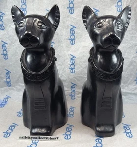 Ägyptischer Stil schwarze Katze Buchstützen - Barnes & Noble 1994 - seltener Fund! - Bild 1 von 23
