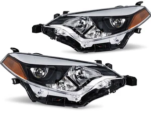 For 2014-2016 Toyota Corolla Black Headlights Headlamps Left+Right Front SET - Picture 1 of 10