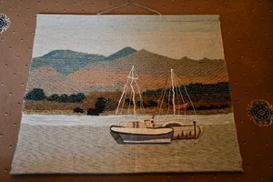 Goodweave Certified Rugs Hanging Wall Tapestry Boat And Lake 100x90cm - Picture 1 of 5
