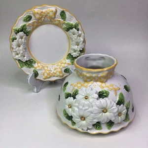 Salt City Kerzenapplikation Gänseblümchen Kerzenaufsatz & Teller Floral Landhaus Kern - Bild 1 von 12