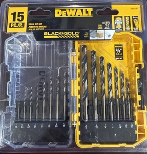 DEWALT Schwarz und Gold Spiralbohrer-Set 3-Flachschaft Handwerkzeug (15 Stück) - Bild 1 von 4