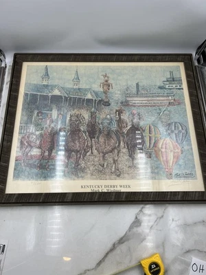 复古 Mark C. Wiedmer 肯塔基德比周签名编号印刷框 1978 — 第 1/4 张图片