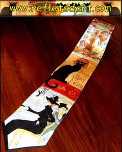 CRAVATE SOIE LAUTREC CHAT NOIR BLACK CAT TIE CRAVATTA SETA GATTO NERO CORBATA - Imagen 1 de 2