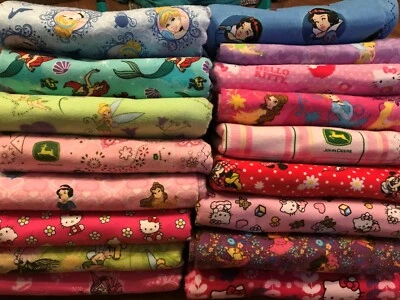 handmade double flannel baby/toddler blankets girls group 2 - Image 1 of 2