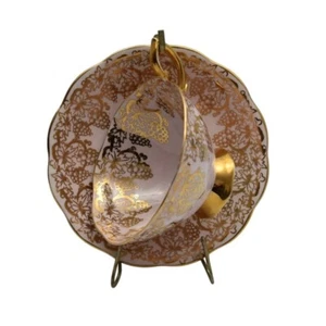 Royal Standard Fine Bone China Rosa Gold Weinrebe Teetasse Untertasse Set England - Bild 1 von 9