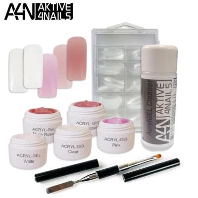 AcrylGel Set COMFORT Polygel 5 x 5ml, Toolbrush, Dualtips, AcrylGel Cleaner  - Bild 1 von 4
