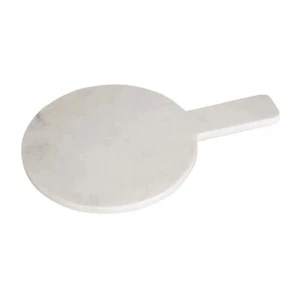 Kindia Off White Marble Round Paddle Serving Cutting Board Kitchen CooKing Tool - Picture 1 of 1