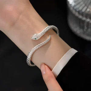 EDLES Armband 925 SILBER massiv Armkette Ring SCHLANGE ARMREIF Armzange Zirkonia - Bild 1 von 5