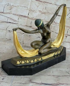 Signed Chiparus Charming Dancer Bronze Nude Statue Sculpture 10" Tall Figurine - Photo 1/7