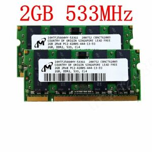 4GB (2x2GB) 2GB(2x1GB) PC2-4200S DDR2 533MHz CL4 SODIMM Laptop Memory For Micron