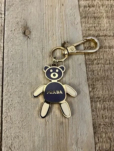 PRADA Purple Cream & GOLD BEAR Key Chain Ring Charm Authentic! - Picture 1 of 3