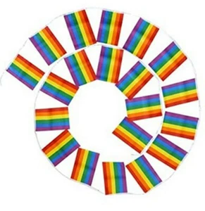 5m Rainbow Flag Gay Pride Lesbian Peace LGBT Bunting String Banner (20 Flags) - Picture 1 of 1