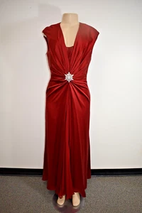 Melinda Eng Red Formal Silk Long Evening Dress Size 8 On Sale mz - Picture 1 of 16